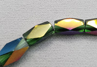 Harlequin Glass Beads (green center), 8mm