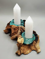 Handblown Glass and Wood Stand