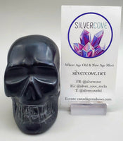 Black Onyx Skull Carving