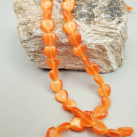 Orange Heart Dalestone Beads, 10mm