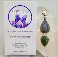 Labradorite, Epidote and Amethyst Pendant in Sterling Silver