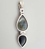 Labradorite, Epidote and Amethyst Pendant in Sterling Silver