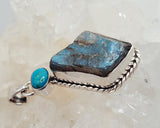 Labradorite and Turquoise Pendant in Sterling Silver