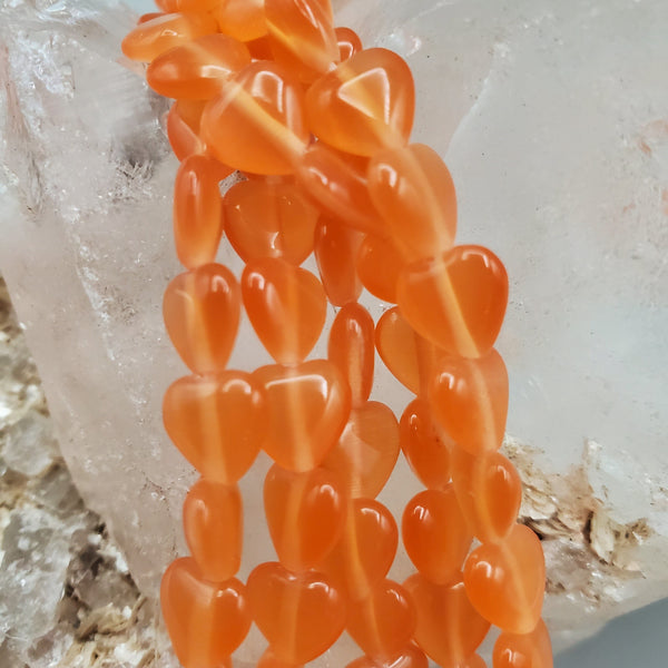 Orange Heart Dalestone Beads, 6mm