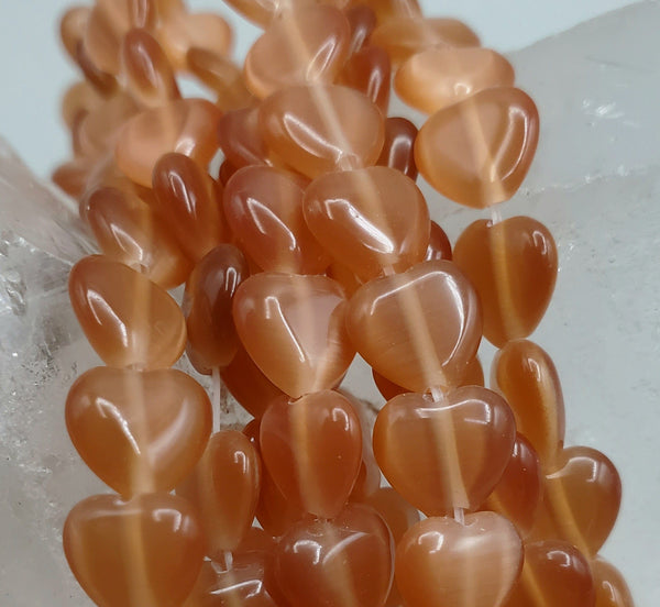 Dark Orange Heart Dalestone Beads, 6mm