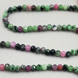 Faceted Ruby In Zoisite Micro Bead Strand