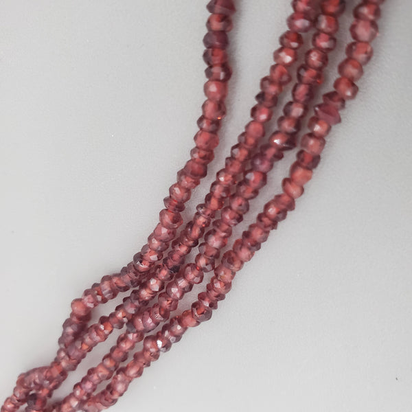 Hand Cut, Faceted Garnet Seed Bead Strand