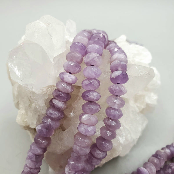 Amethyst Faceted Rondelle (8mm) Bead Strand