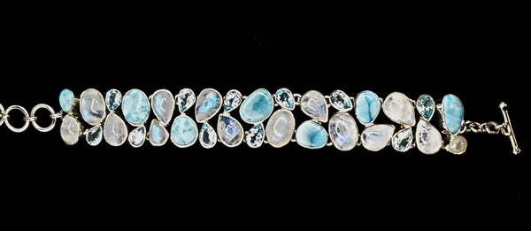 Larimar, Moonstone and Blue Topaz Bracelet