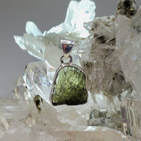 Rough Moldavite in .925 Sterling Silver Pendant