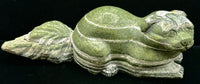 Green Zebra Jasper Dog Carving