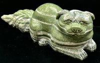 Green Zebra Jasper Dog Carving