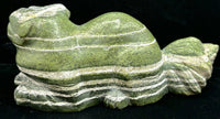 Green Zebra Jasper Dog Carving