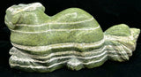 Green Zebra Jasper Dog Carving