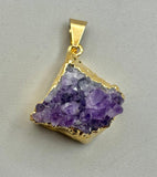 Amethyst Cluster Gold Foil Pendant