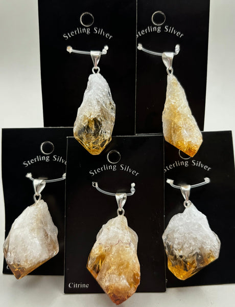 Citrine Point Sterling Silver Pendant