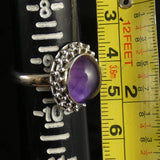 Crystal Amethyst Sterling Silver Cabochon Ring (size 9)