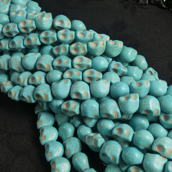 Large Green Dyed Magnesite Skull Beads