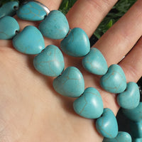 Blue Magnesite Heart Bead Strands