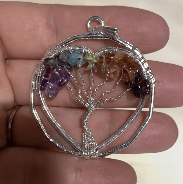 Tree of Life Pendant, CHAKRA Crystal Pendant - Heart - Tree of