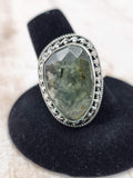 Faceted Prehnite Ring