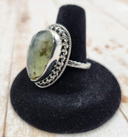 Faceted Prehnite Ring